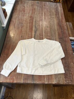 Club Monaco VTG White Crewneck Cropped Fleece Sweatshirt